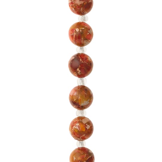 12 Pack: Orange Imperial Jasper Round Beads, 10mm by Bead Landing™